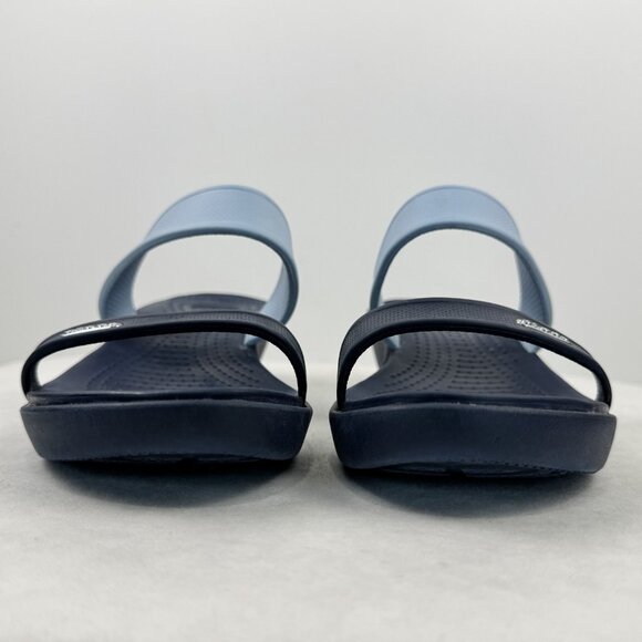 Crocs Womens 2-Tone Blue Navy Mix Madeira 2 Strap Slip On Sandals Croslite Sz W9 - Picture 5 of 12